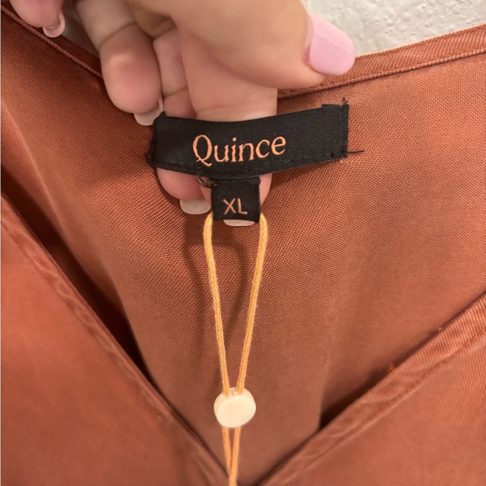 Quince Rust Button-Front Midi Dress - Picture 4 of 5